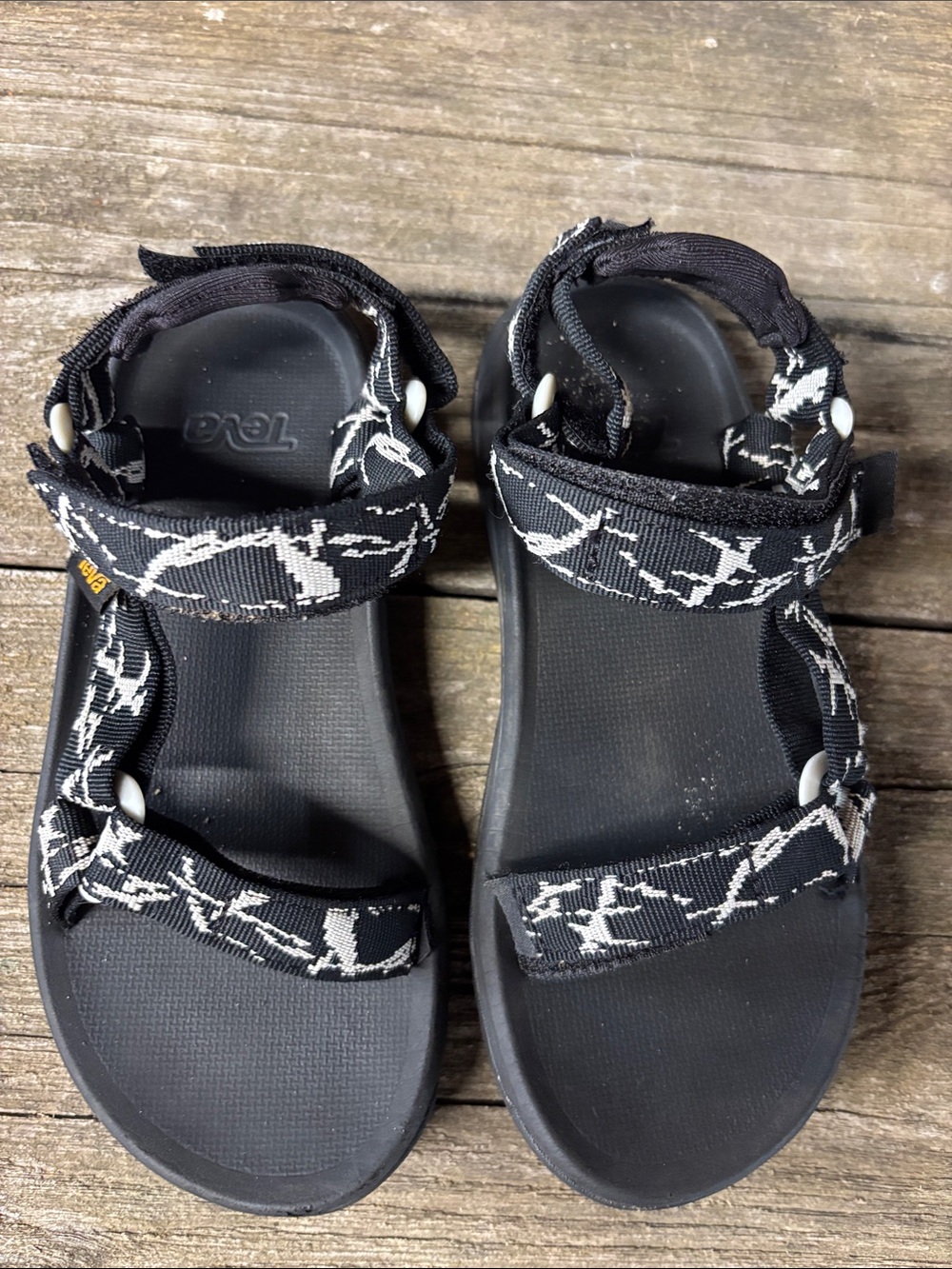 Teva Kids Black & White Patterned Strap Sandals